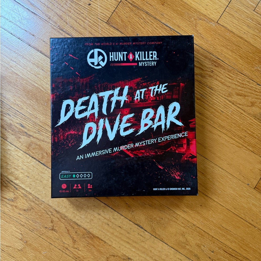 Mystery Board Game - Death at the Dive Bar - Black and Red